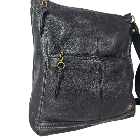 THE SAK Iris Black Pebbled Leather Adjustable Crossbody Purse Shoulder Bag Purse - Picture 2 of 16